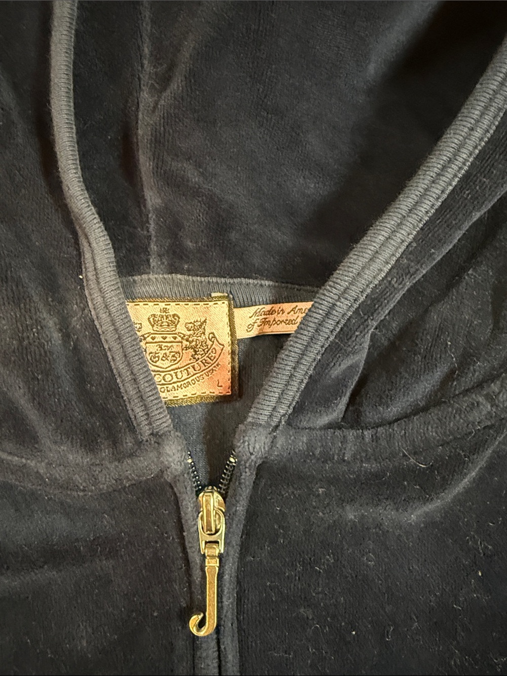 Juicy Couture Navy Blue Velour Hooded Zip Jacket with silver J pull! - Picture 2 of 4